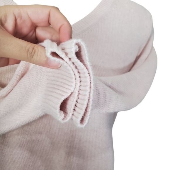 TALBOTS Womens Sweater SZ SP Knit Soft Pink V-Neck‎ Tie Back 100% Pima Cotton - Picture 8 of 9